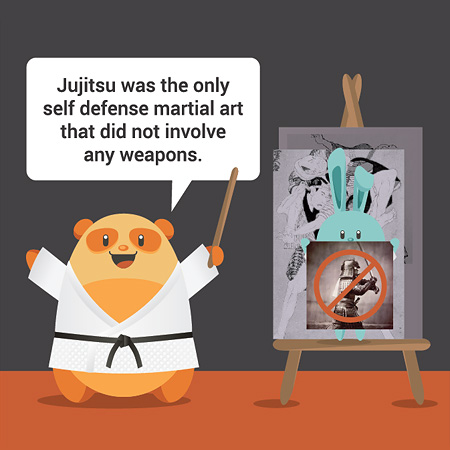 Jujitsu was the only self defense martial art that did not involve any weapons.